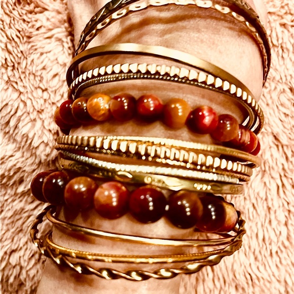 Tigers Eye-Genuine Pink 13 Bracelets 11 Unique Gold, 2 Pink TIGERS EYE, Gorgeous - Picture 10 of 16